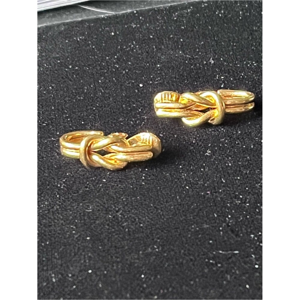 Vintage Monet Gold Tone Love Knot Nautical Clip Earrings